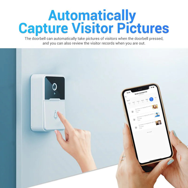 Wireless Security Smart WiFi Doorbell With Intercom, Video Camera & Chime