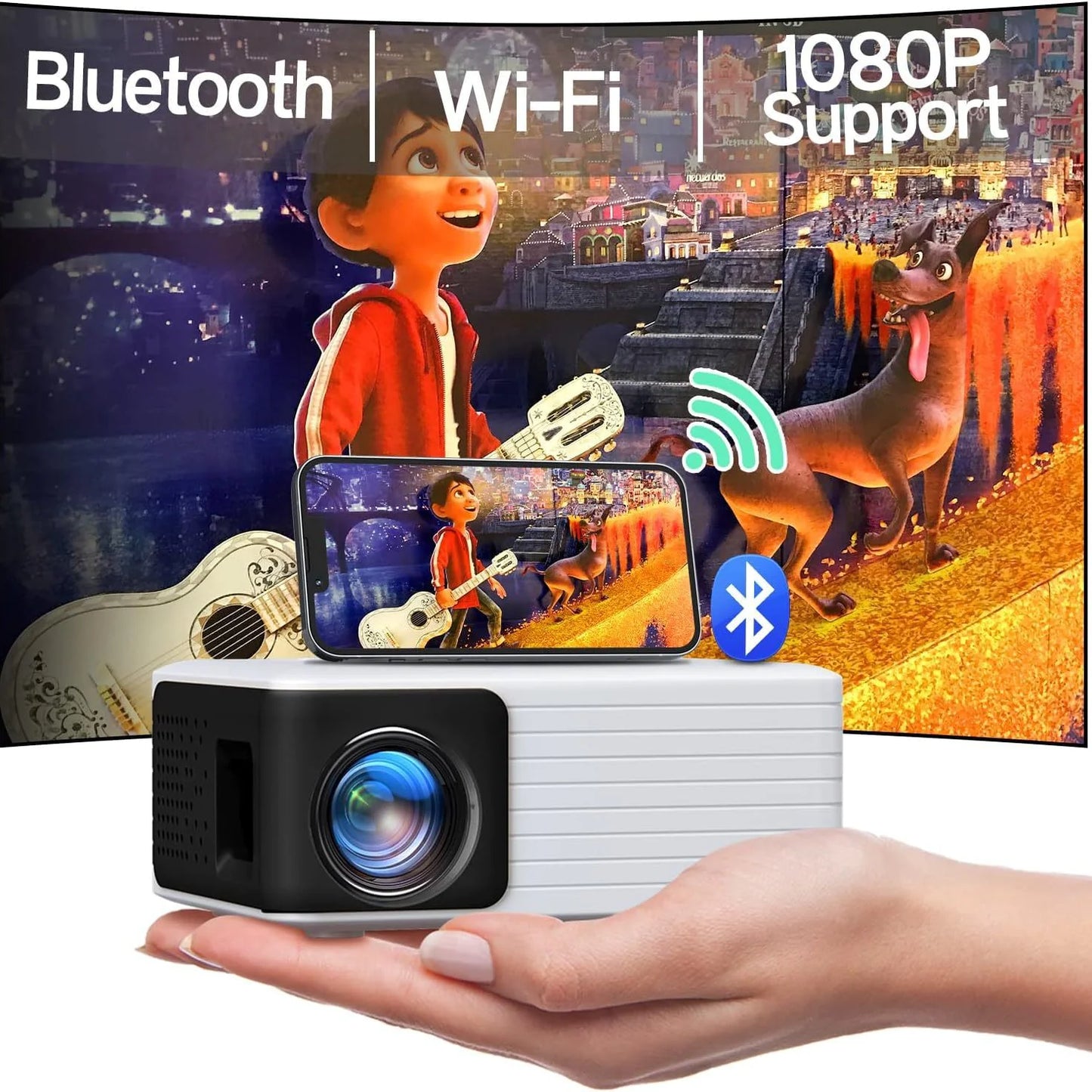 WIFI Wireless Projector Bluetooth 720p HD