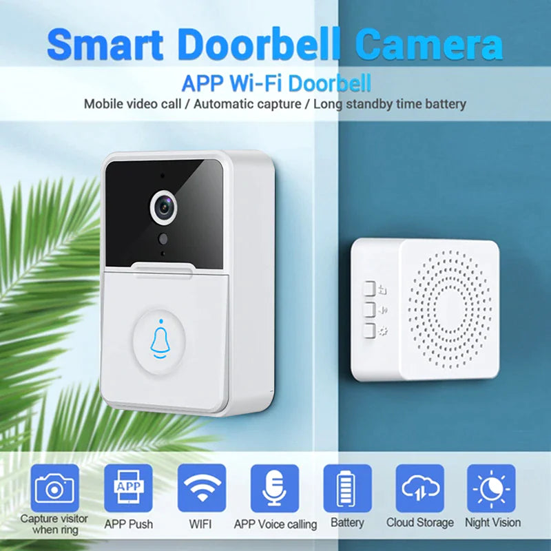 Wireless Security Smart WiFi Doorbell With Intercom, Video Camera & Chime