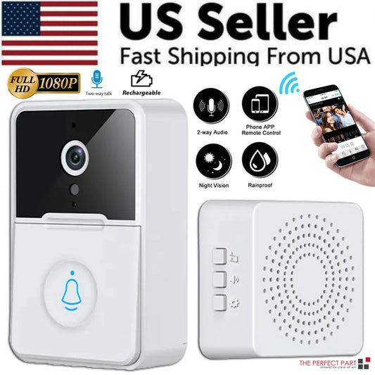 Wireless Security Smart WiFi Doorbell With Intercom, Video Camera & Chime