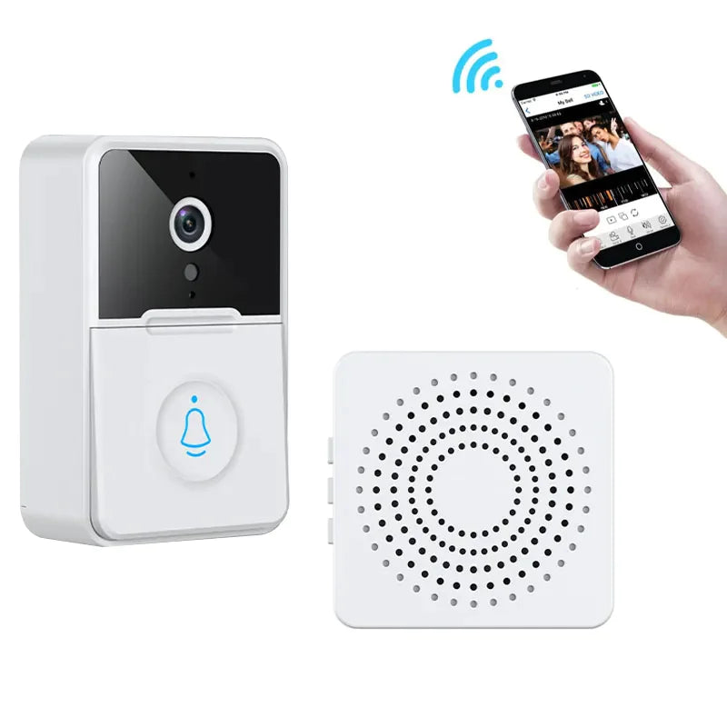 Wireless Security Smart WiFi Doorbell With Intercom, Video Camera & Chime