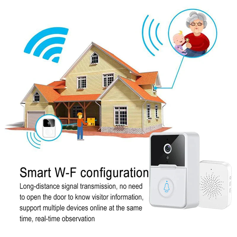 Wireless Security Smart WiFi Doorbell With Intercom, Video Camera & Chime